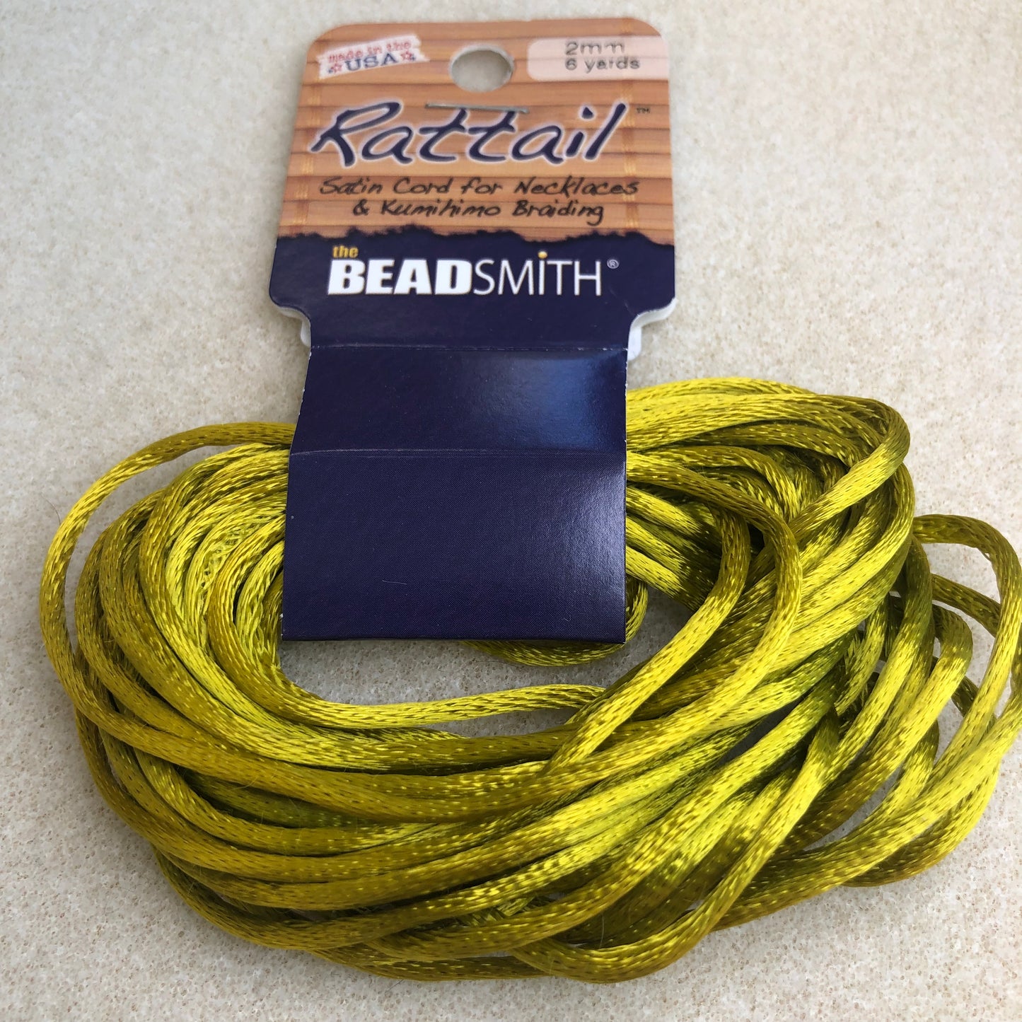 2mm Rattail - 6 yards - Avocado