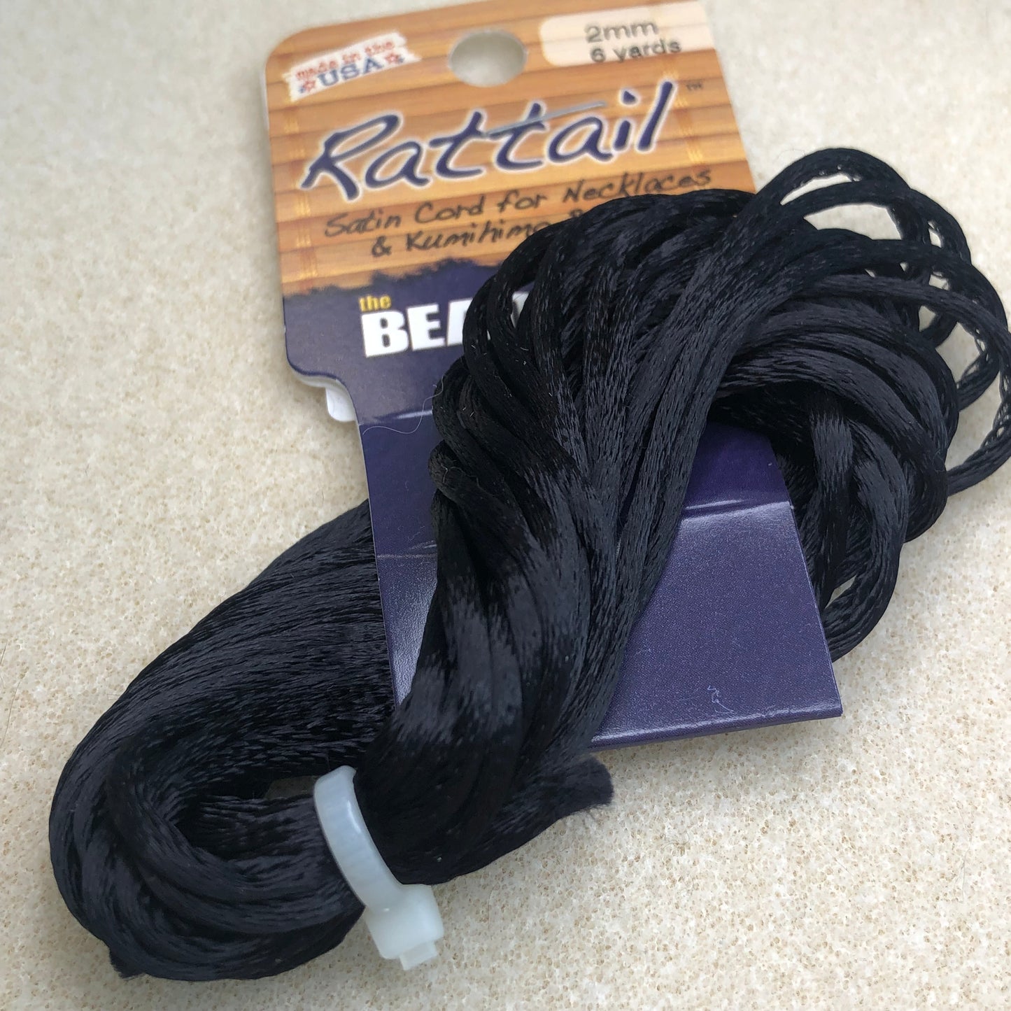 2mm Rattail - 6 yards - Black