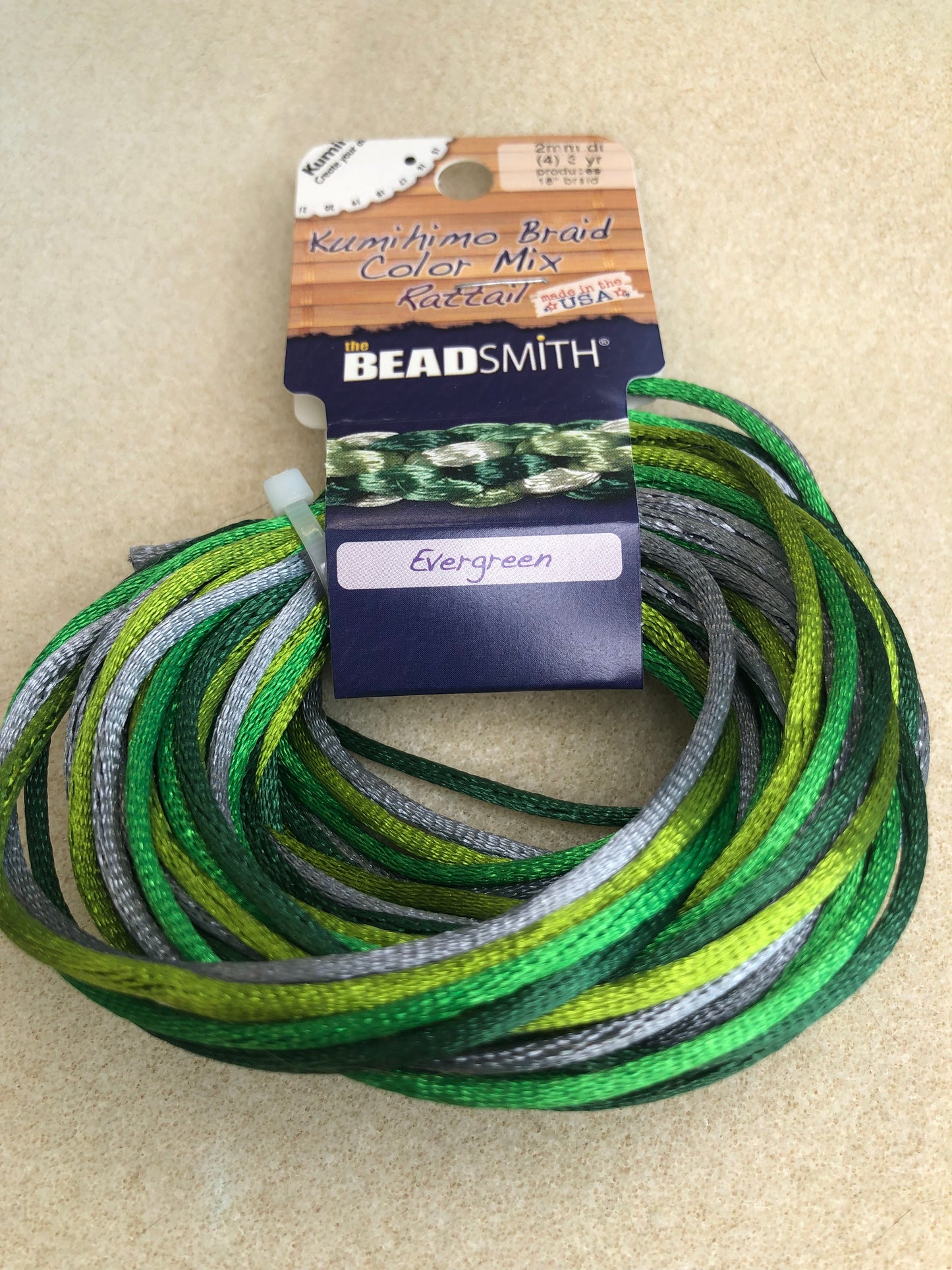2mm Rattail - 12 yards - Evergreen