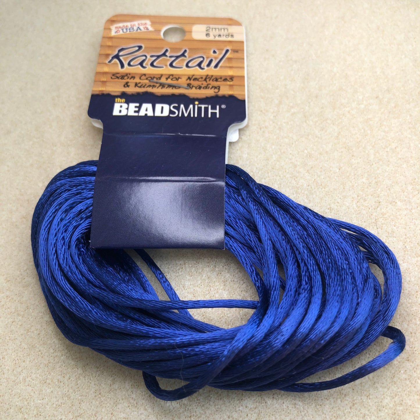 2mm Rattail - 6 yards -Royal Blue