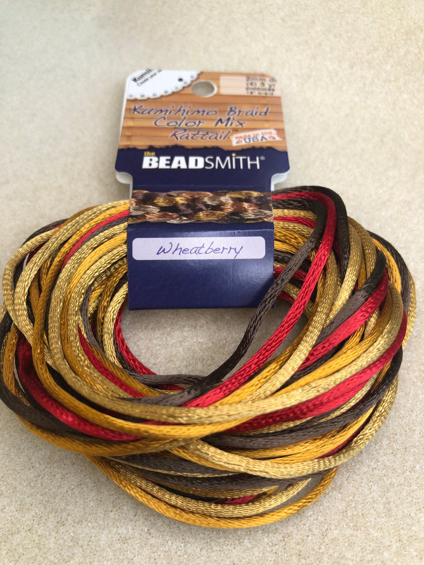 2mm Rattail -12 yards - Wheatberry