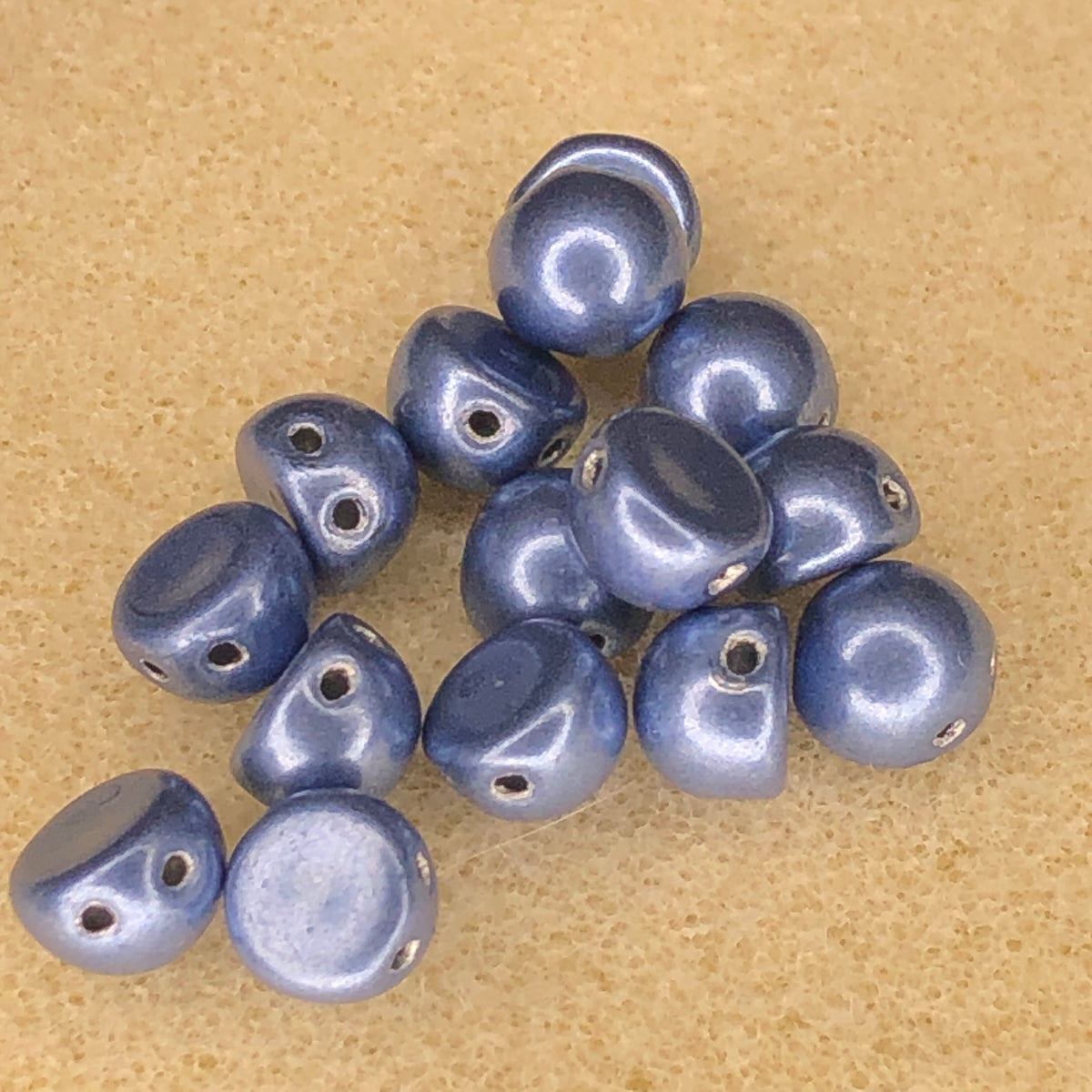 7mm CzechMates 2-Hole Cabochon - CT Sat Met Natural Grey