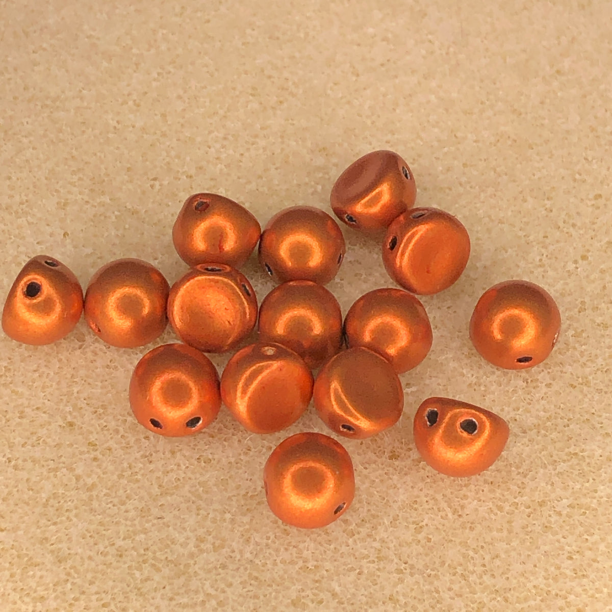 7mm CzechMates 2-Hole Cabochon - CT Sat Met Russet Orange
