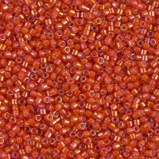 DB1780 - 11/0 Miyuki Delica Seed Bead - White Lined Flame Red AB