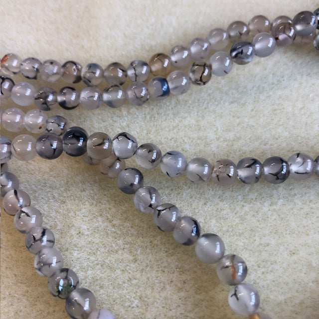 6mm White Black Agate Smooth Round
