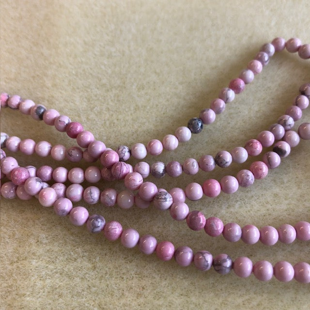4mm Pink Howlite Smooth Round