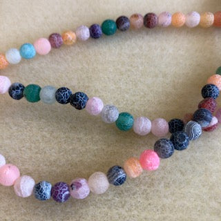 6mm Fire Crackled Agate Mixed Colors Smooth Round