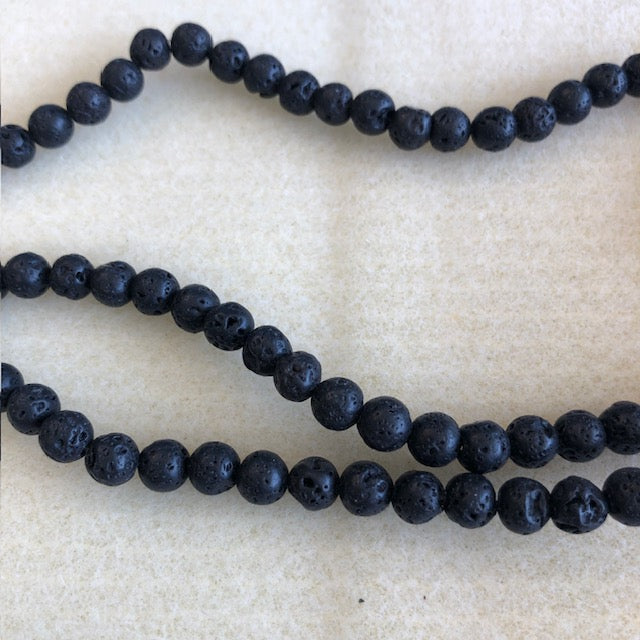6mm Black Lava Smooth Round