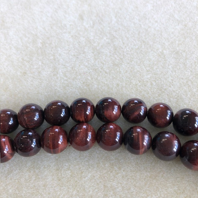 12mm Red Tiger Eye Smooth Round