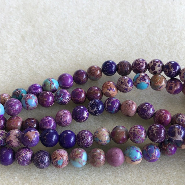 8mm Aqua Terra Jasper Dyed Purple Smooth Round