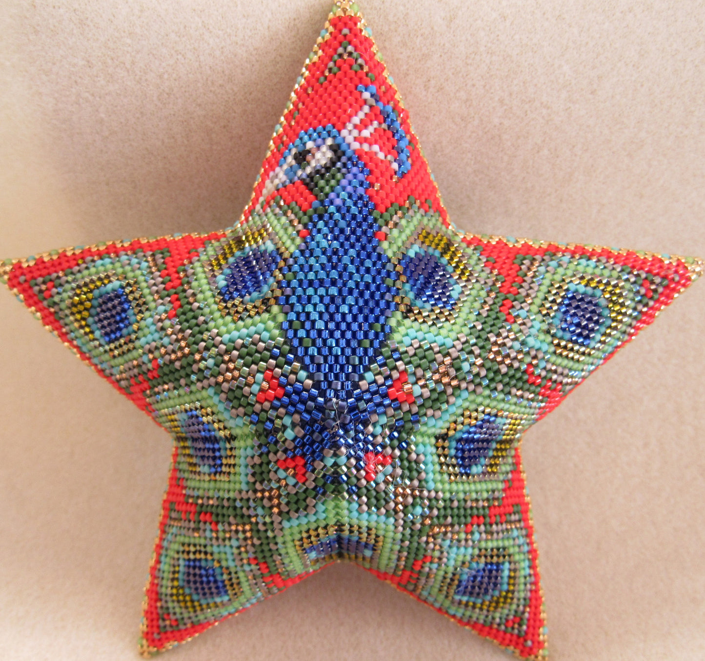 Peacock 3D Puffy Peyote Star