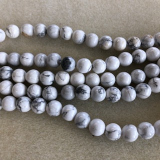 8mm White Howlite Smooth Round
