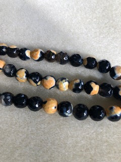 8mm Agate Dyed Yellow Black Faceted Round