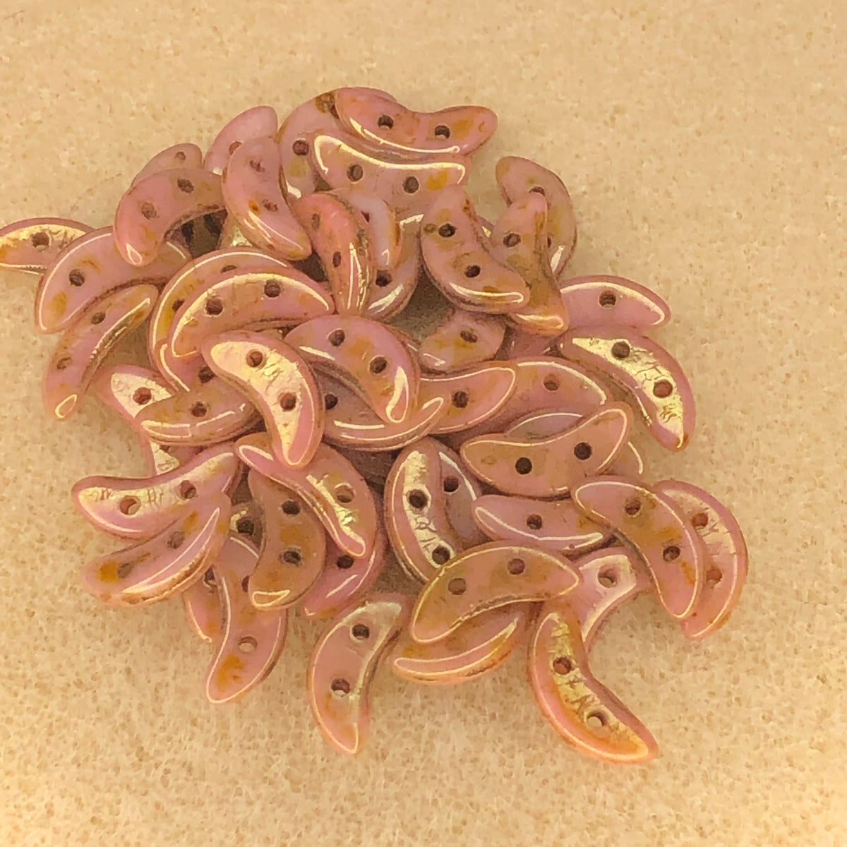 3x10mm CzechMates Crescents - Opaque Rose Luster