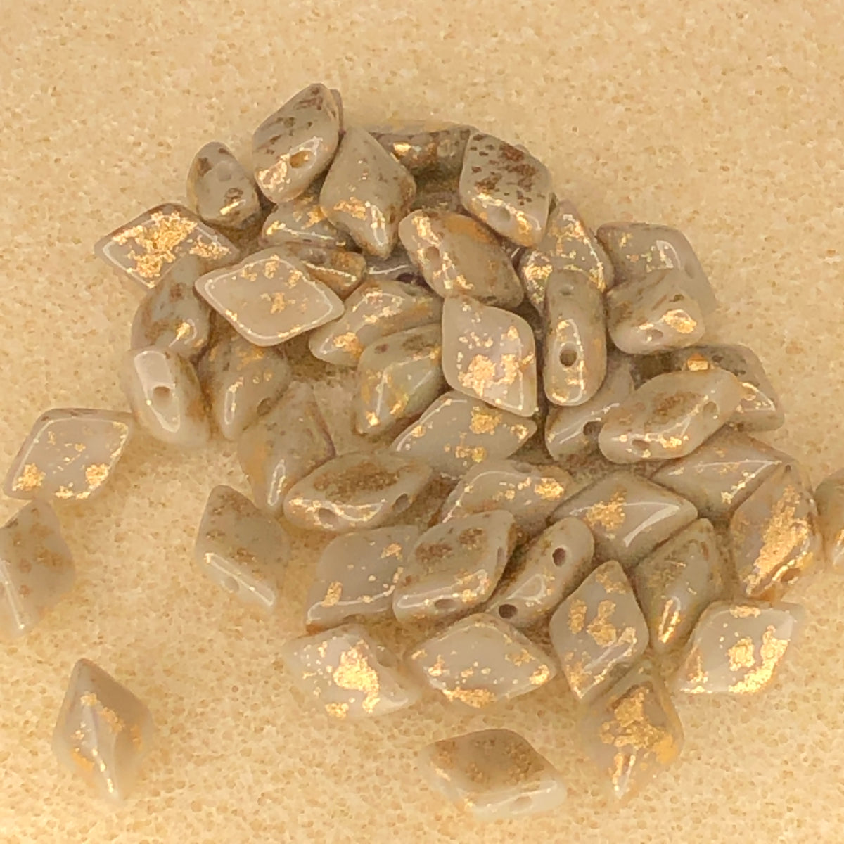 8x5mm Gemduo - Gold Splash Grey Opaque