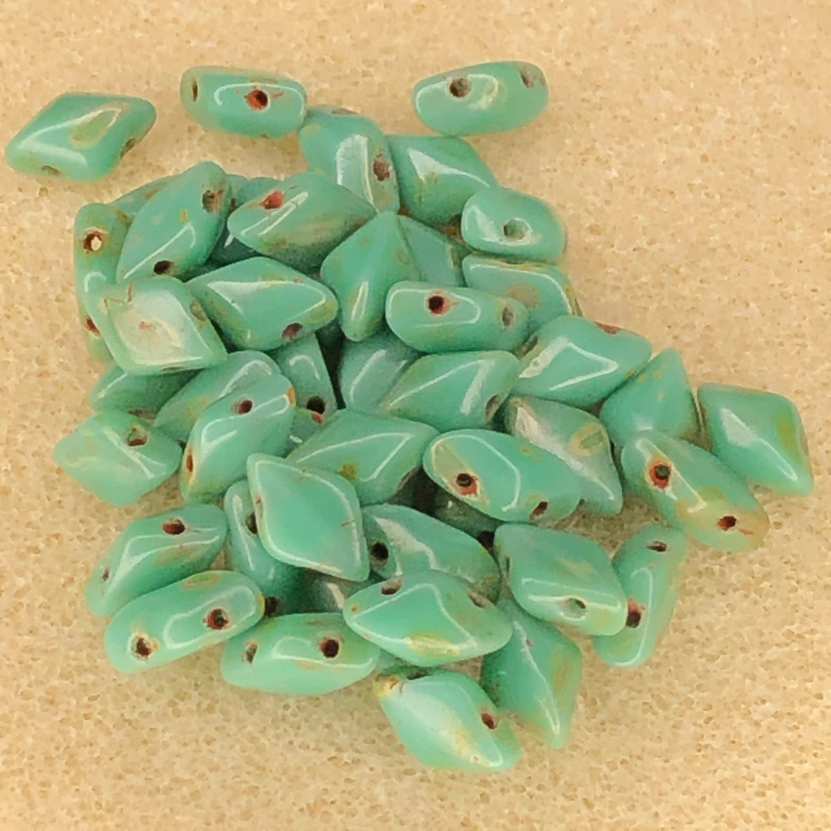 8x5mm Gemduo - Turquoise Green Dark Travertine