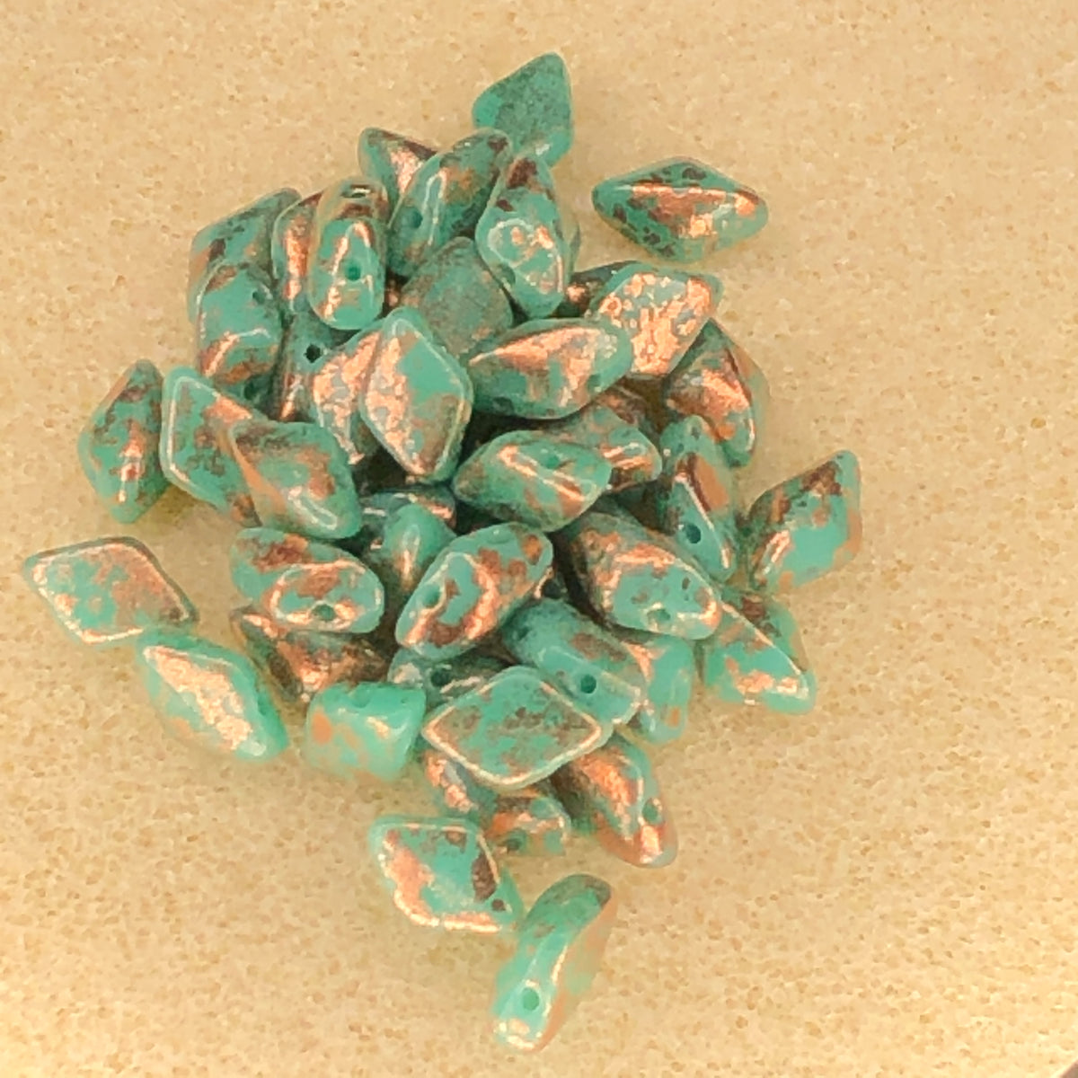 8x5mm Gemduo - Turquoise Green Copper Splash