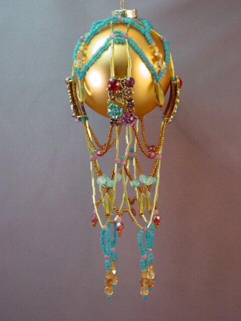 Lacey Drape Beaded Christmas Ornament Cover Pattern
