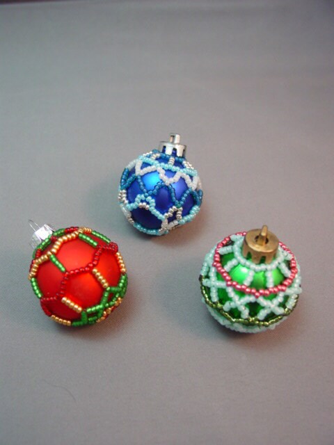 Mini Beaded Christmas Ornament Cover Pattern Collection #1