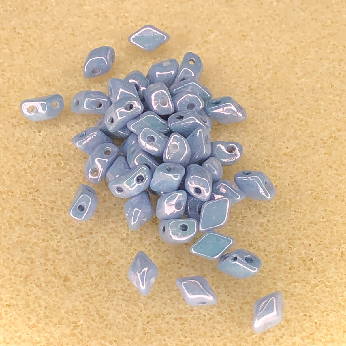 6x4mm Mini GemDuo - Chalk Blue Luster