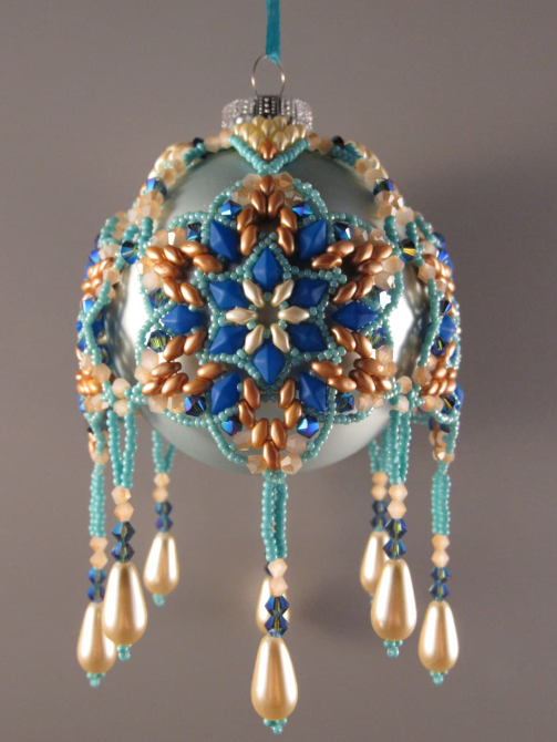 Snow Diamond Beaded Christmas Ornament Cover Pattern