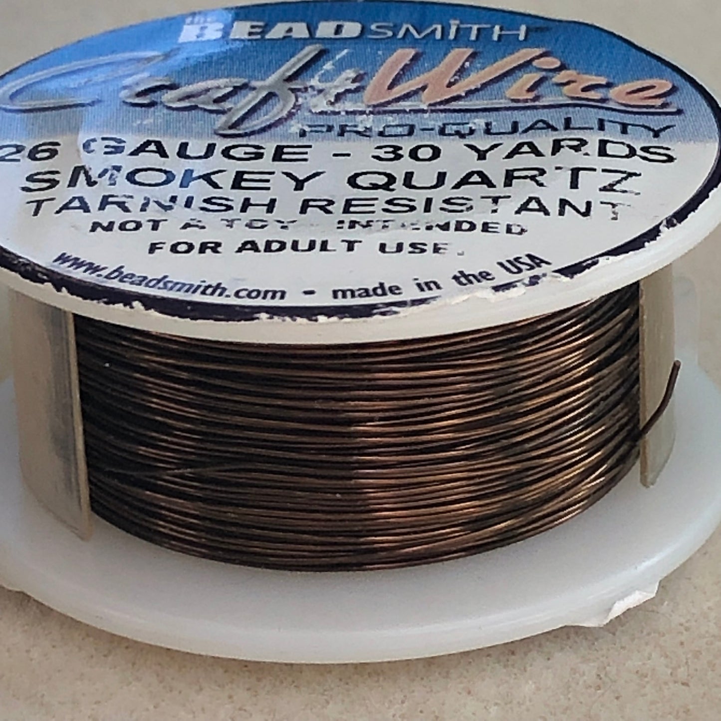 26 gauge 30 yd Wire - Smoky Quartz - tarnish resistant