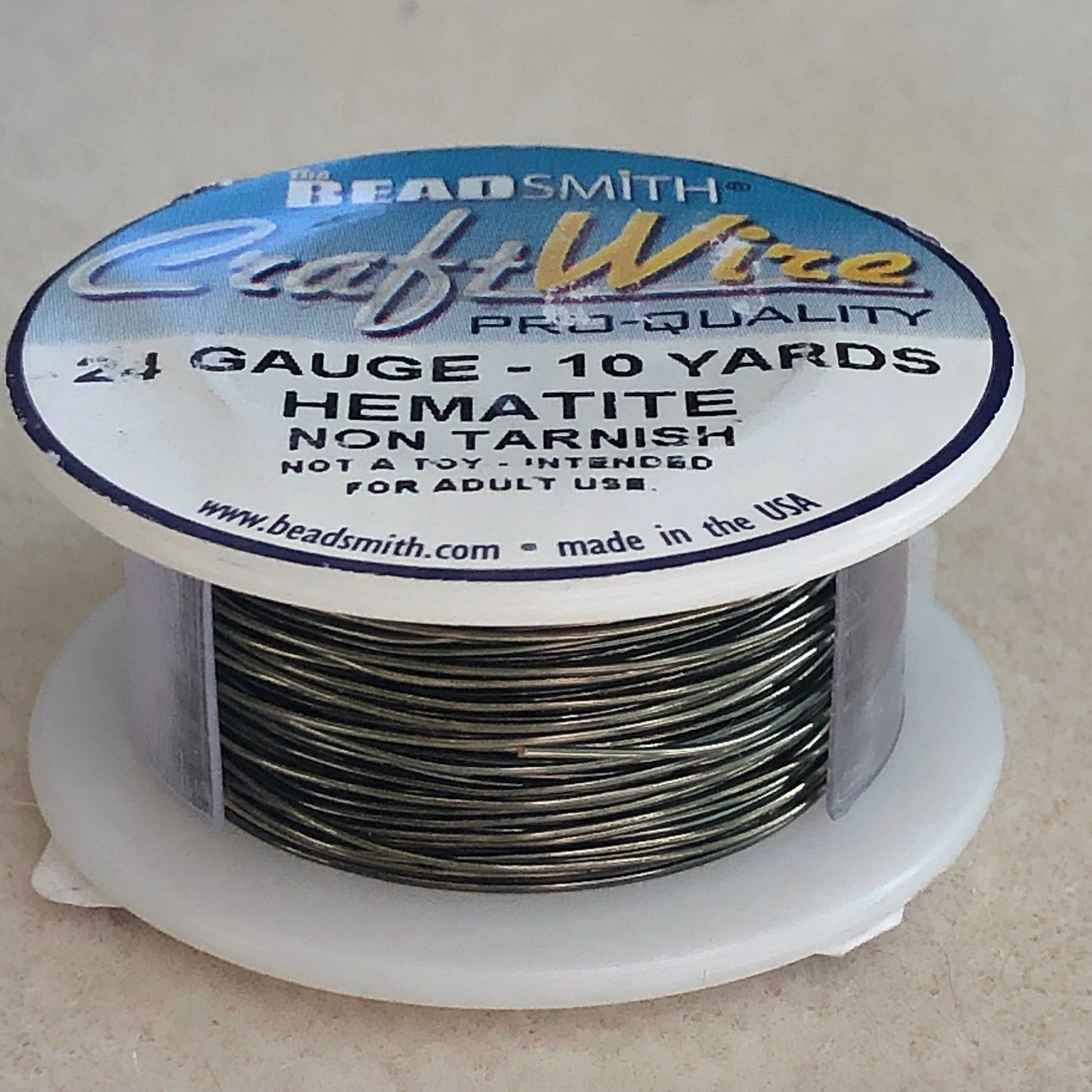 24 gauge 10 yd Wire - Hematite - tarnish resistant