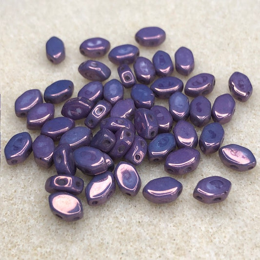 111623014 - 7x4mm Paros Par Puca - Op Mix Amethyst/Gold Ceramic Look