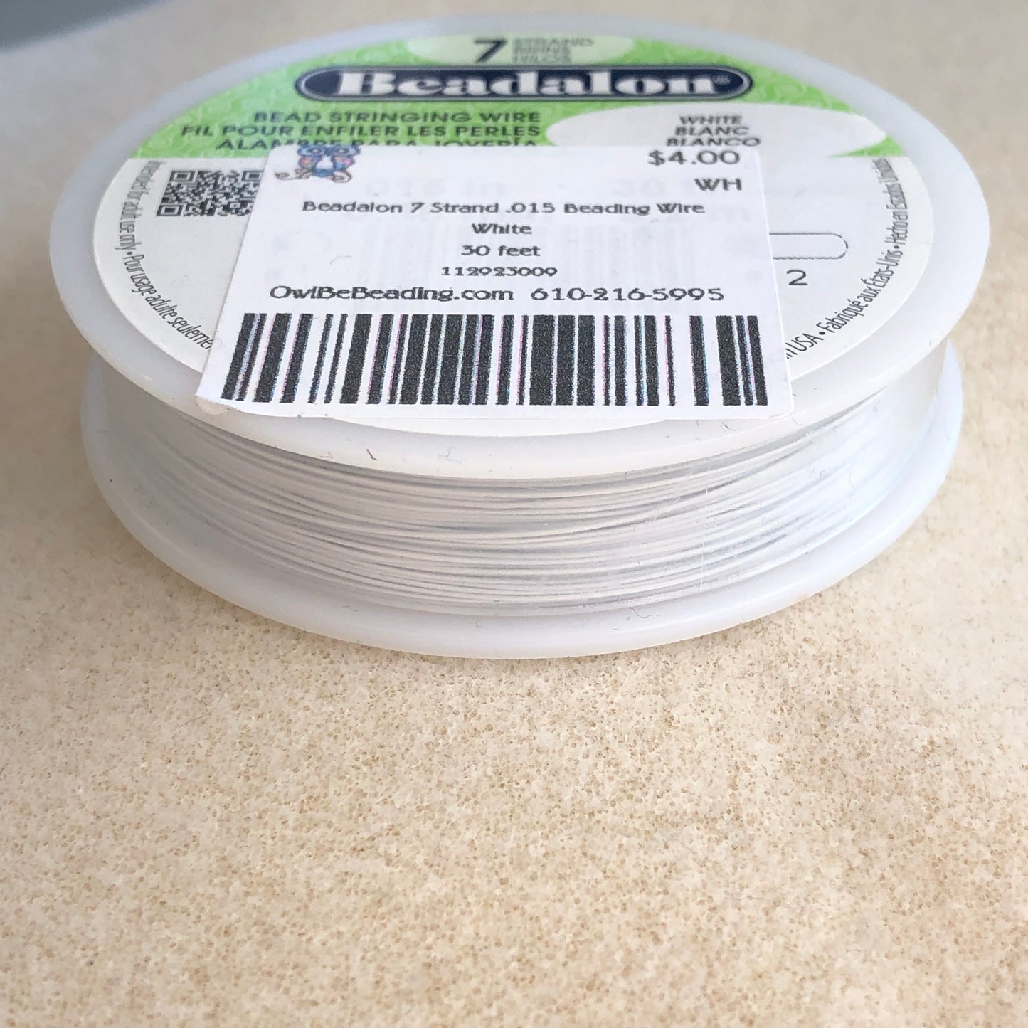 Beadalon 7 Strand .015 Beading Wire - White