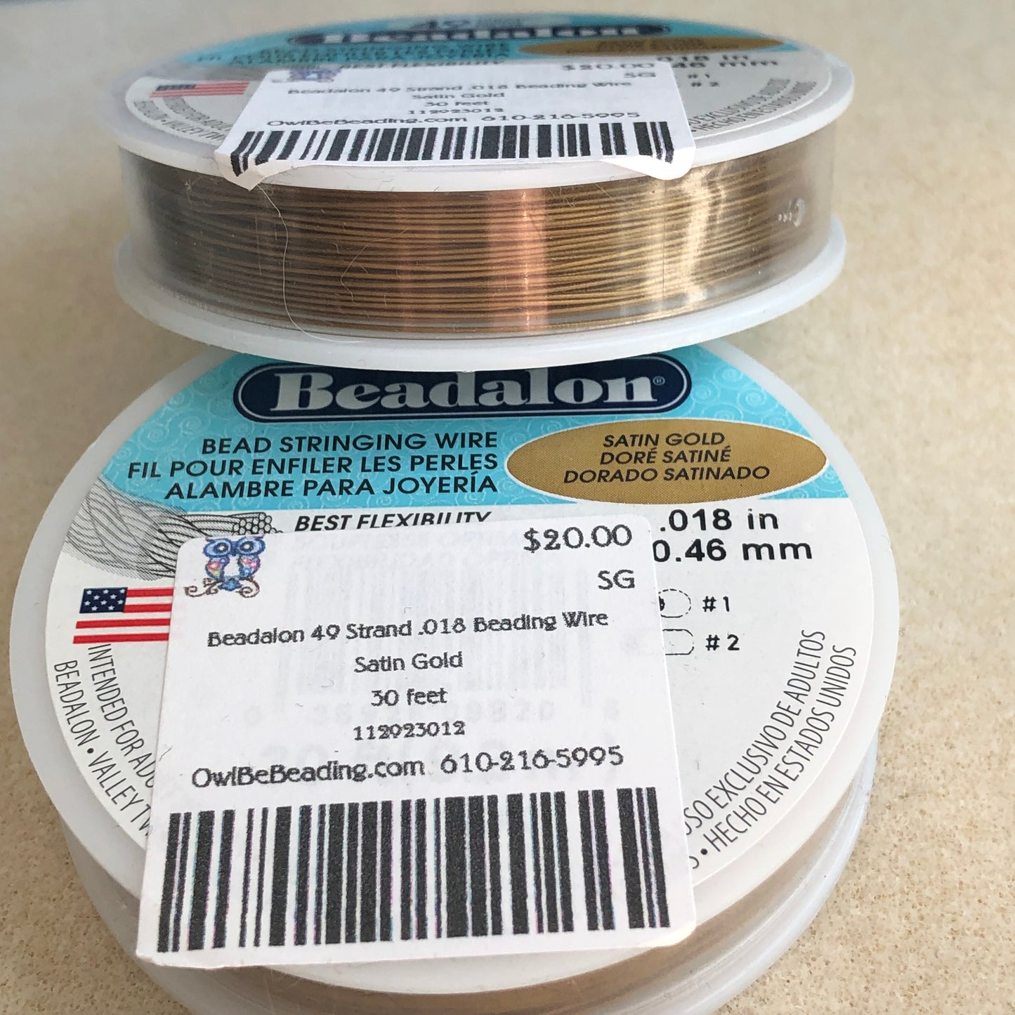 Beadalon 49 Strand .018 Beading Wire - Satin Gold