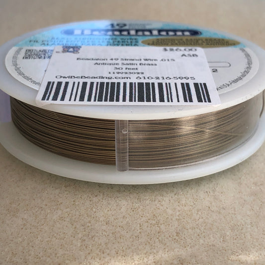 Beadalon 49 Strand Wire .015 - Antique Satin Brass
