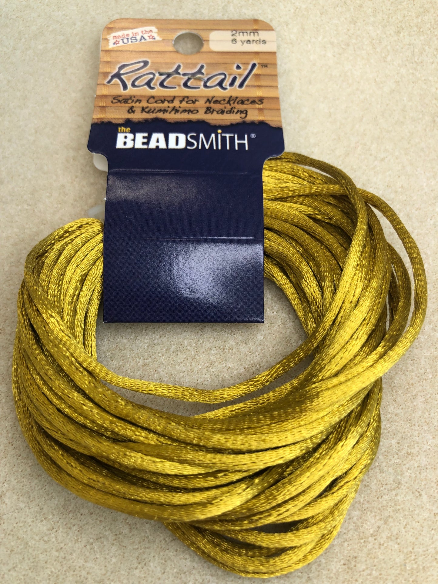 2mm Rattail - 6 yards - Antique Gold