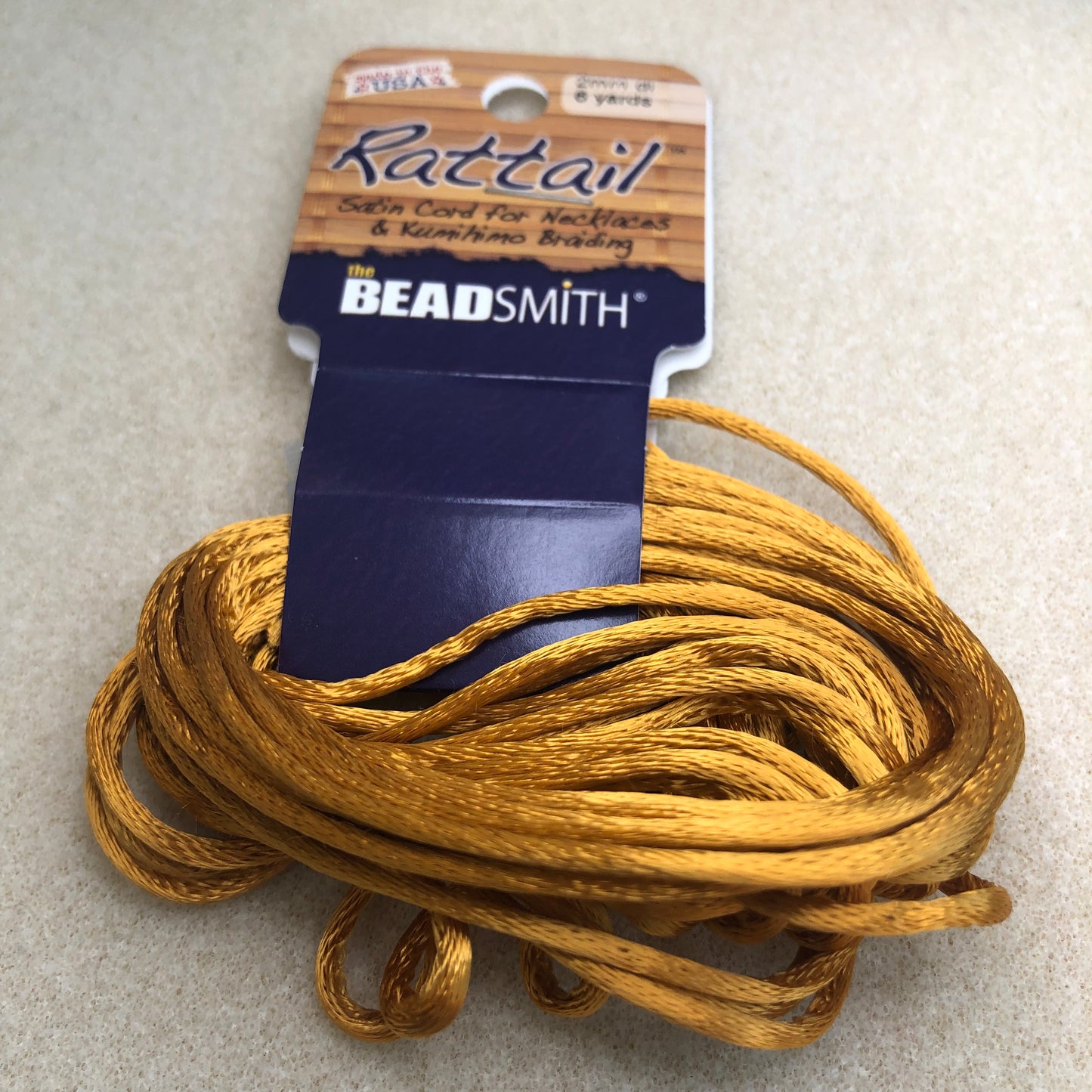 2mm Rattail - 6 yards - Camel