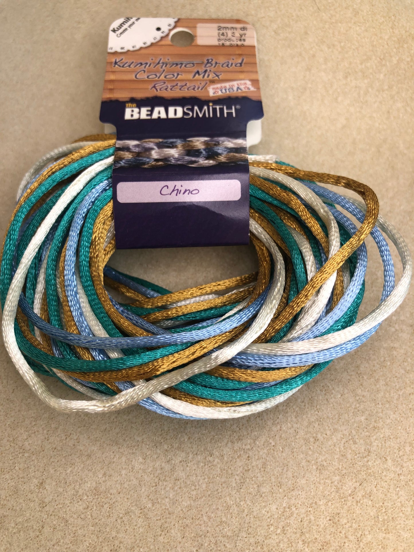 2mm Rattail - 12 yards - Chino
