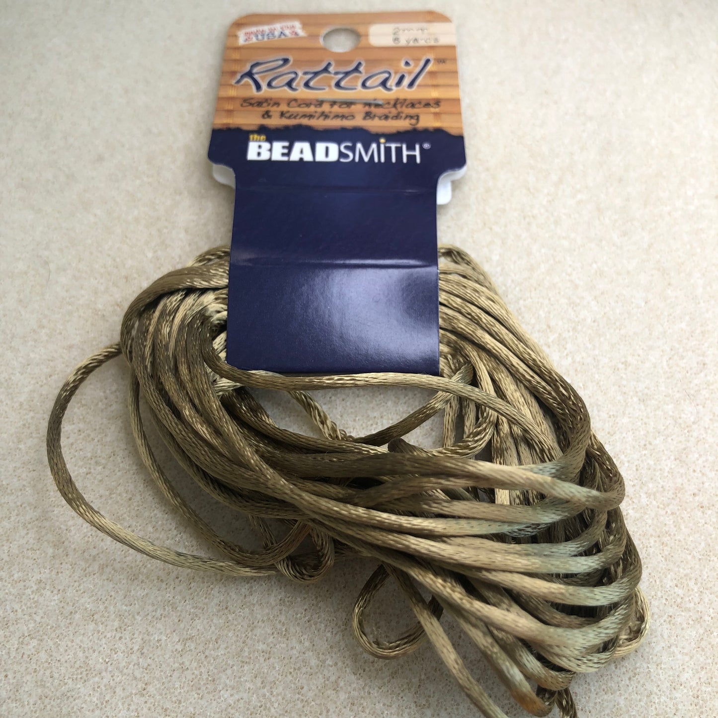 2mm Rattail - 6 yards - Coffee
