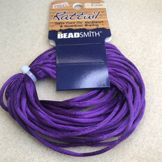 2mm Rattail - 6 yards -Purple