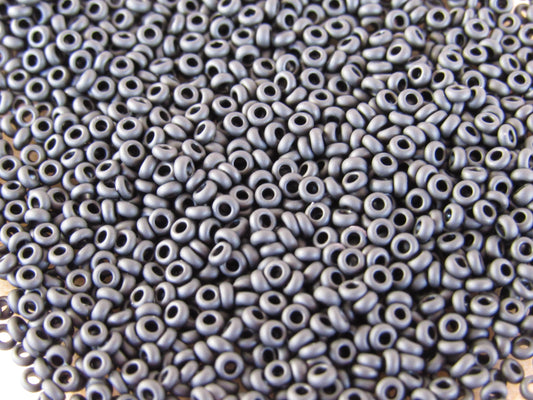 049F - 11/0 Toho Demi Round - Mat Opaque Jet Black
