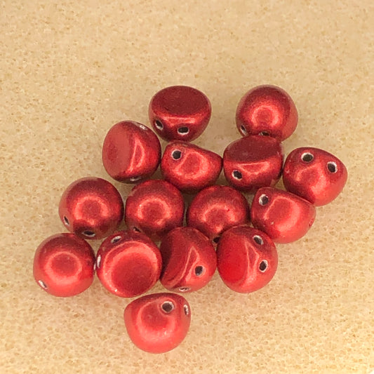 7mm CzechMates 2-Hole Cabochon - CT Sat Met Cherry Tomato