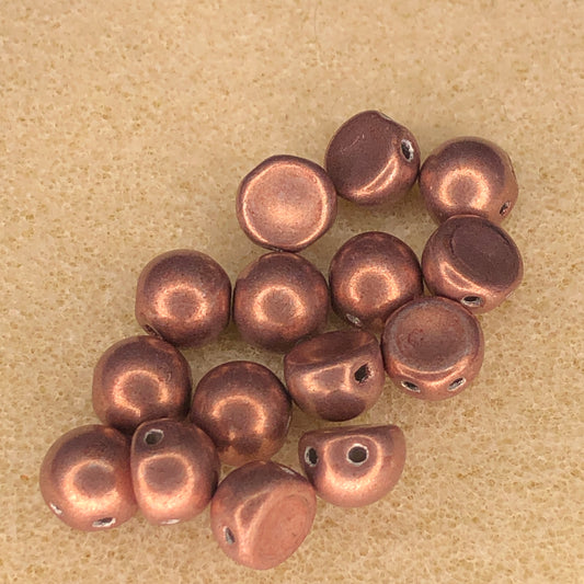 7mm CzechMates 2-Hole Cabochon - CT Sat Met Autumn Maple