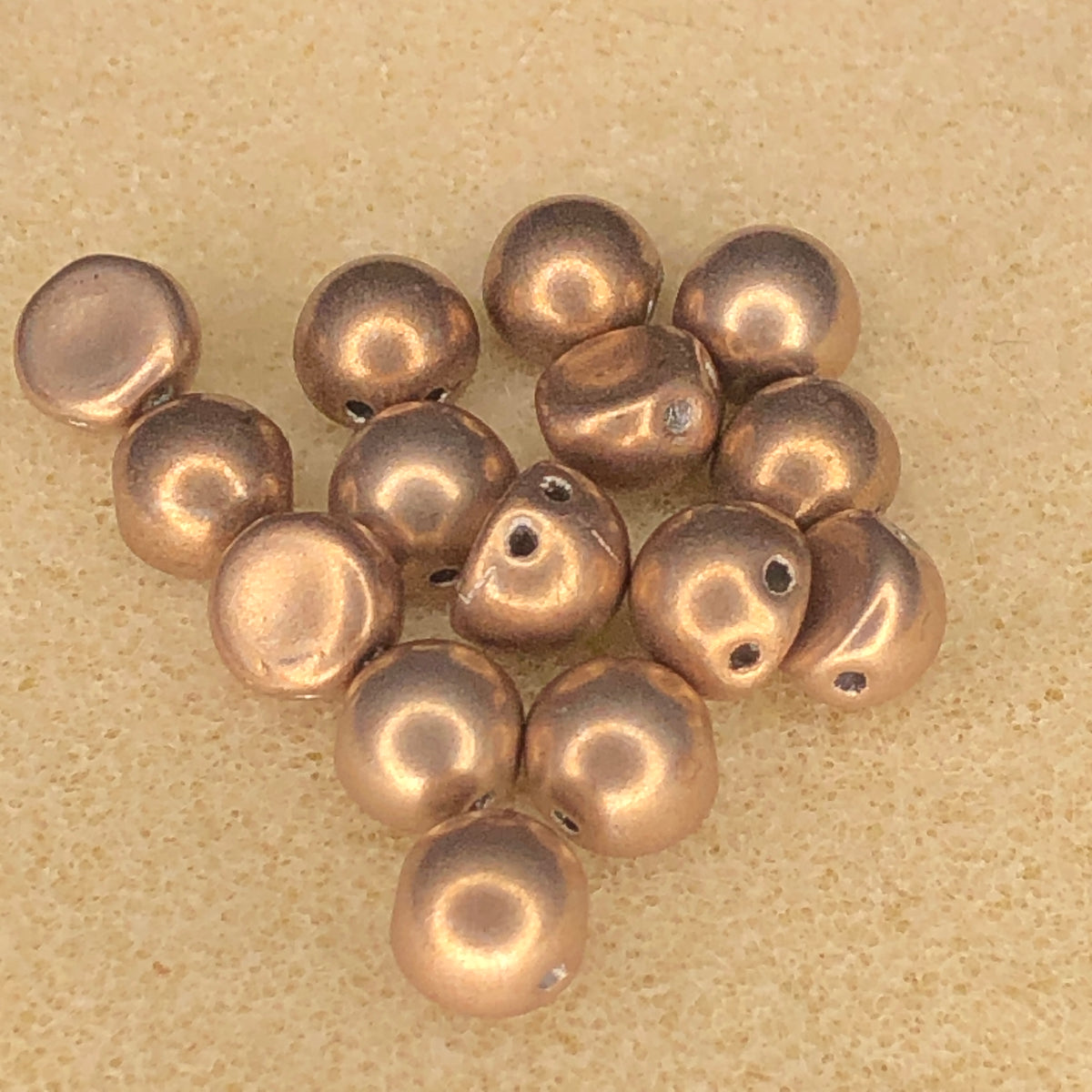 7mm CzechMates 2-Hole Cabochon - Metallic Hazelnut