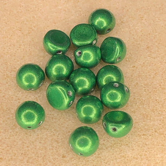 7mm CzechMates 2-Hole Cabochon - CT Sat Met Kale