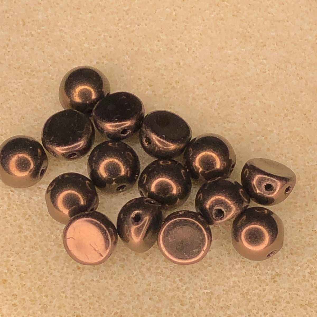 7mm CzechMates 2-Hole Cabochon - Dark Bronze