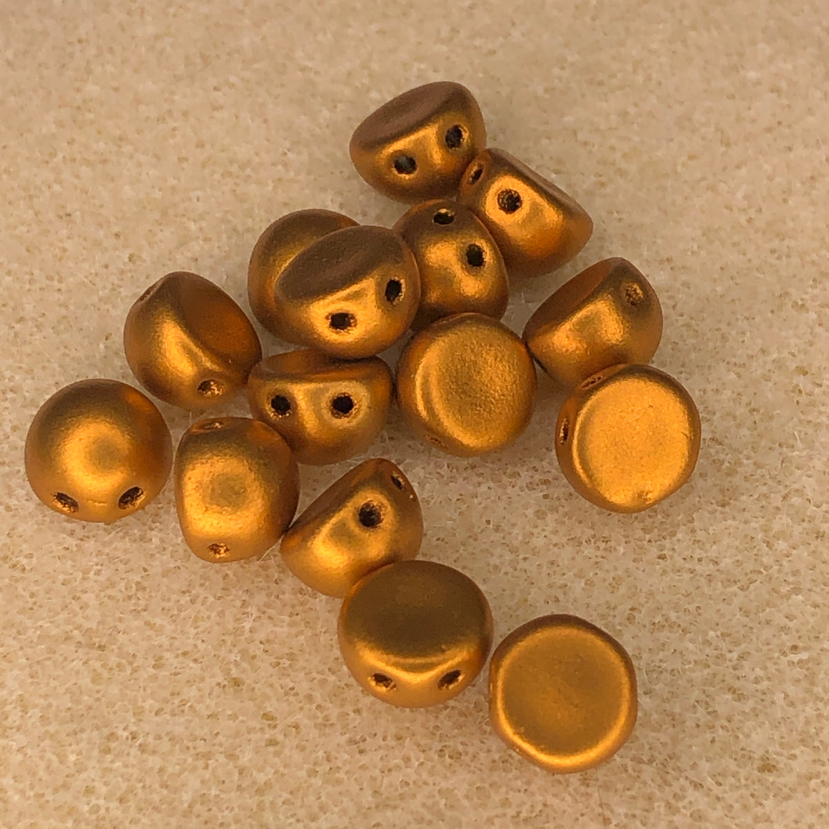 7mm CzechMates 2-Hole Cabochon - Matte Met Goldenrod