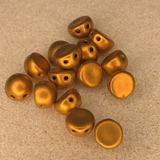 7mm CzechMates 2-Hole Cabochon - Matte Met Goldenrod