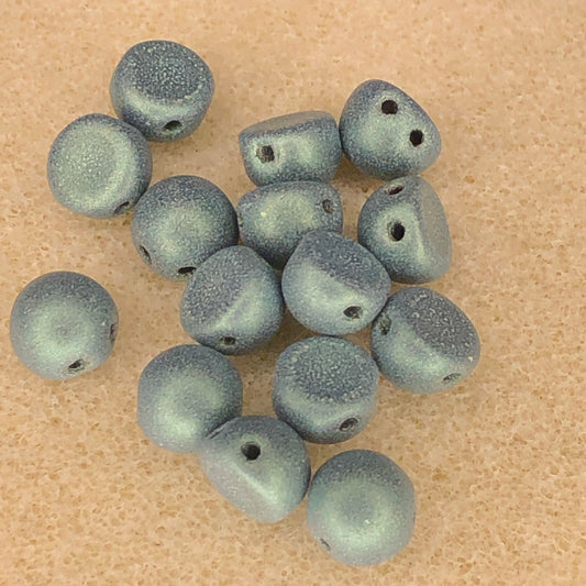 7mm CzechMates 2-Hole Cabochon - Met Suede Light Green