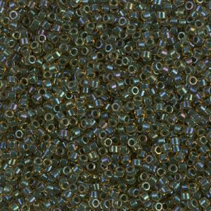 DB0273 - 11/0 Miyuki Delica Seed Beads - Forest Green Lined Topaz AB