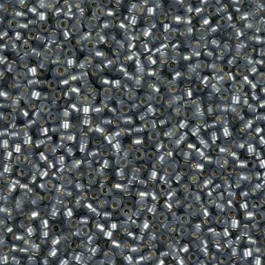 DB0689 - 11/0 Miyuki Delica Seed Beads - SF S/L Lt Grey /Dyed Green