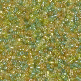 DB0983 - 11/0 Miyuki Delica Seed Beads-Sparkle Lined Lemon Lime Mix