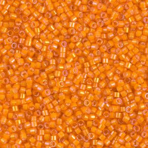 DB1777 - 11/0 Miyuki Delica Seed Beads - White Lined Orange AB