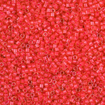 DB2051 - 11/0 Miyuki Delica Seed Beads - Yellow Lined Luminous Poppy Red